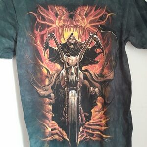 Unisex Black t-shirt with front biker design